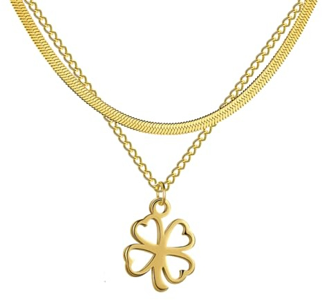 JZWCHQ 925 Sterling Silber Vierblättriges Kleeblatt Halskette für Frauen Mädchen Minimalistischer Kleeblatt-Anhänger – 4-blättriges Kleeblatt-Halskette, Alhambra-Halskette, Glücksklee-Halskette