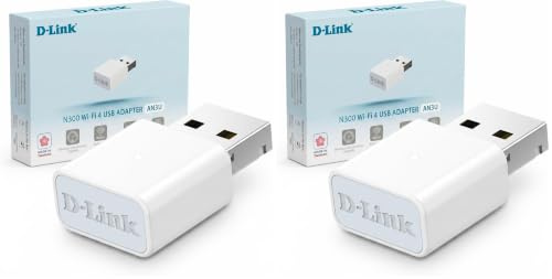D-Link AN3U N300 Wi-Fi 4 USB Adapter (PC/Desktop/Laptop, 300 Mbps, MIMO, WPA3, USB 2.0, kompaktes Design, Kompatibel mit Windows 11/10) (Packung mit 2)