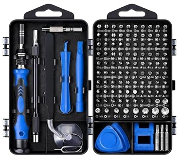 117 in 1 Feinmechaniker Schraubendreher Set – Präzisions Werkzeug mit magnetischen Bits – Elektronik Reparatur Set für Handy, iPhone, Laptop, PC, MacBook, Konsole(Blau)