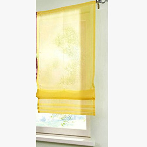 Yujiao Mao Semi Sheer Roman Blinds Slot Top Window Curtains Shades, Yellow 120x155cm