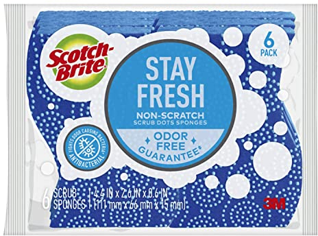 Scotch-Brite Esponjas para Limpiar la Cocina, el baño y el hogar, esponjas antiarañazos, seguras para Utensilios de Cocina antiadherentes, 6 esponjas para Frotar