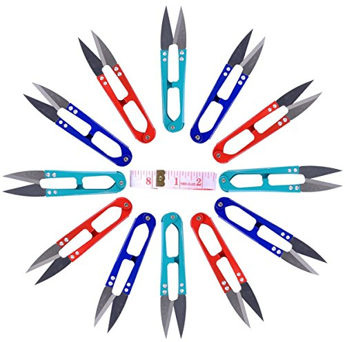UCEC Lot de 12 coupe-fils/découseurs/ciseaux de couture/mini cisailles en forme de U - Idéal pour les points de coutures et les travaux manuels