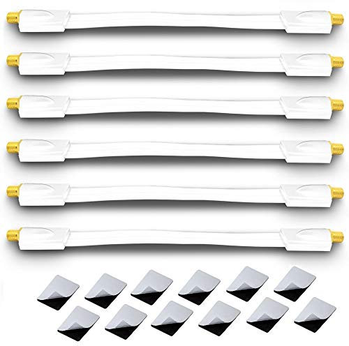 ARLI 6x Fensterdurchführung UltraSlim weiß – Vergoldet | TV SAT Flachkabel Ultraflach DVB-S2 DVB-T2 für Camping Wohnwagen Fenster Türen