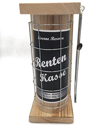 Rentenkasse - Eiserne Reserve Spardose incl. Säge zum zersägen des Gitter - Geldgeschenk - das andere Sparschwein - lustige Sparbüchse - Geschenkidee