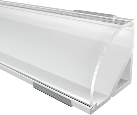Alumino | LED Aluminiumprofil Weiß | 100 cm | Eckprofil | Klare Abdeckung | für 12 mm LED-Streifen | 1m | Weser