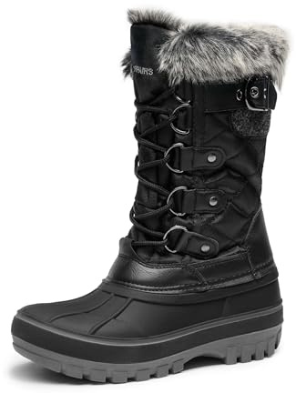 DREAM PAIRS Jungen Mädchen Winterstiefel | Wasserabweisend Outdoor Warm Rutschfest Schneestiefel Mid Calf Kunstfellfutter Isolierte Winterschuhe