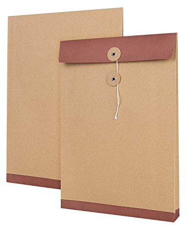 Lot de 10 Pochette pour Document A4 en Kraft Porte-document Sac de Document Fichier avec Ligne Boucle Dossier de Fichier Contrat Rangement Dossier Documents Fournitures Scolaire Bureau