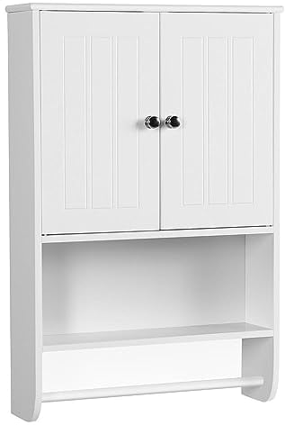 Yaheetech Hängeschrank Wandschrank Badschrank Küchenschrank Regal Aufbewahrung mit Tür und Einlegeboden weiß LBH: 48,5 x 14 x 73 cm