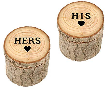 Egurs HIS & Hers Hochzeit Ringkissen aus Holz-Vintage Stil Ringe Box,Ringbox Verlobung, Ringetui,Ringschachtel