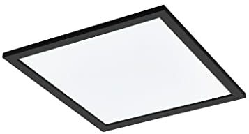 EGLO connect LED Deckenleuchte Salobrena-C, 1 flammige Deckenlampe aus Aluminium und Kunststoff in Schwarz, Weiß, mit Fernbedienung, Farbtemperaturwechsel (warm – kalt), RGB, dimmbar, L x B 45 cm