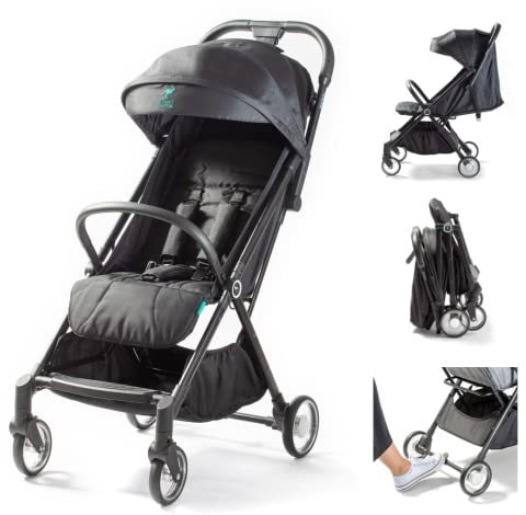 Urban Kanga Wallaby Buggy Klein Zusammenklappbar Reisebuggy mit Liegefunktion Leichter und Kompakter Kinderwagen (Schwarz)