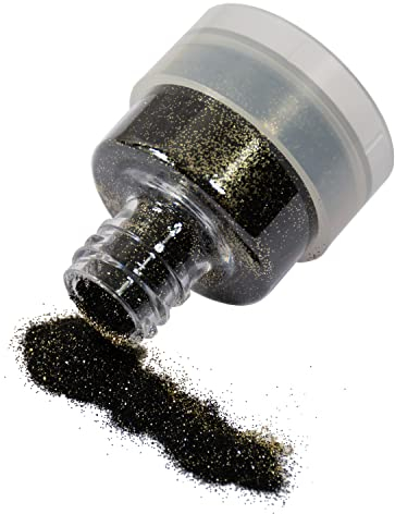 Grimas Polyglitter, 25ml, 010 Goldschwarz, loser sehr feiner und farbintensiver Kosmetikglitzer, Profi-Schminkglitterpigmente fürs Kinderschminken, Karneval, Theater und mehr