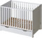 ATB MEBLE Babybett mit Schublade - Beistellbett Baby aus Holz - Bett Baby - Vier Ebenen der Matratzenhöhe - Bett für Babyzimmer - 120x60 Weiß