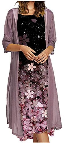 AMhomely Women Loose Chiffon Dress Elegant Wedding Guest Dress for Party Dresses Women Casual Summer