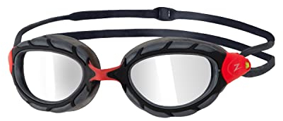 Zoggs Predator Titanium Lunettes de natation unisexes Coupe normale Noir/rouge