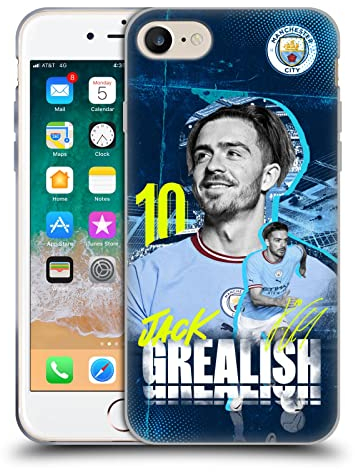 Head Case Designs Offizielle Manchester City Man City FC Jack Grealish 2022/23 Erstes Team Gel Handyhülle Hülle [Militärischer Schutzgrad] Kompatibel mit Apple iPhone 7/8 / SE 2020 & 2022