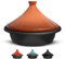 Kook Moroccan Tagine, Preseasoned Cast Iron Cooking Pot, Tajine with Ceramic Cone-Shaped Closed Lid, 3.3 QT (Terracotta)