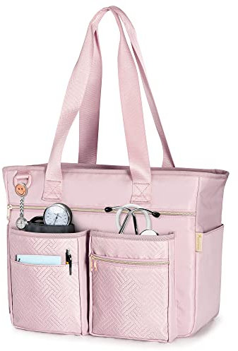 Fasrom Krankenschwester-Tragetasche für Arbeit Krankenschwestern mit Laptophülle, Heimgesundheit Klinische Tasche für Pflegestudenten und medizinische Assistenten, Rosa (Patentdesign)
