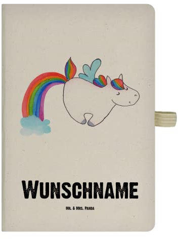 Mr. & Mrs. Panda Personalisiertes Notizbuch A4 Einhorn Fliegendes Pferd - Personalisierte Geschenke, Reisetagebuch personalisiert, Regenbogen, personalisierbar, Buch, Realität, Unicorn, Glitzer