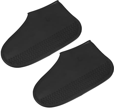 PATIKIL Pieghevole Impermeabile Silicone Scarpe Copertura, Riutilizzabili Antiscivolo Copriscarpe Pioggia Stivali Scarpe Copertura Protezioni Galosce per Esterni Pioggia Neve, Nero