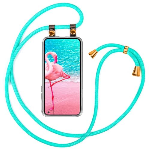 moex Handykette für Nothing Phone (1) Hülle mit Band abnehmbar, Handyhülle mit Kette zum Umhängen, Handyband 155 cm lang Stoff Kordel Umhängehülle, Handy Umhängeband, Türkis