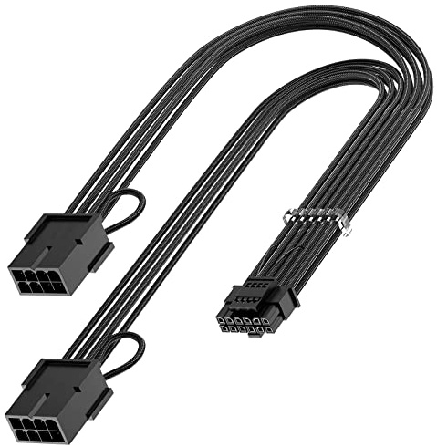 Bangfun PCIE 5.0 RTX 4070Ti Verlängerungskabel, 16Pin (12+4) Stecker auf 2X8Pin Buchse PCI-e 5.0 Sleeved Extension Cord 12VHPWR 16Pin GPU Power Cable Designed for Geforce RTX 4070Ti-14Inch Black