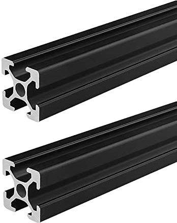 Coavoo AluProfil 2020 Alu Profil 1500mm T Typ Schwarz Aluminium Profile 20x20 Europäischer Standard Eloxierte Linearschiene Extrusion 2 Stück, für DIY 3D Drucker und CNC, 2-2020T Schwarze