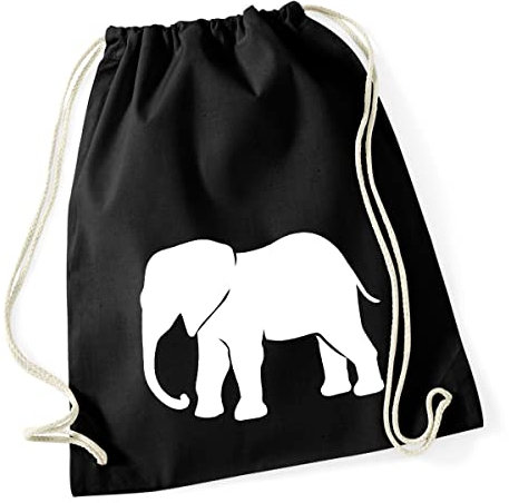 Huuraa Turnbeutel Elefant Silhouette Geschenk 12 Liter Black Baumwolle Elefant Präsent