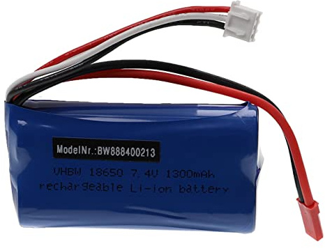 vhbw Akku kompatibel mit Wltoys WL912 Modellbau (1300mAh, 7,4V, Li-Ion, 70 x 37 x 19 mm, BEC)