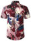 JOGAL Mens Flowers Casual Aloha Hawaiian Shirt Short Sleeve Beach Shirt WineredFlower X-Large
