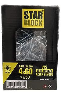 Vis bois/agglo Starblock Torx 4x60 250pcs