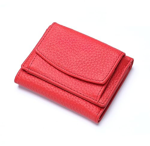 FORRICA Portefeuille Femme Petit Blocage RFID Porte Monnaie Cuir Vachette Léger Compact Porte Cartes Portefeuilles Filles Poche à Monnaie Rouge A