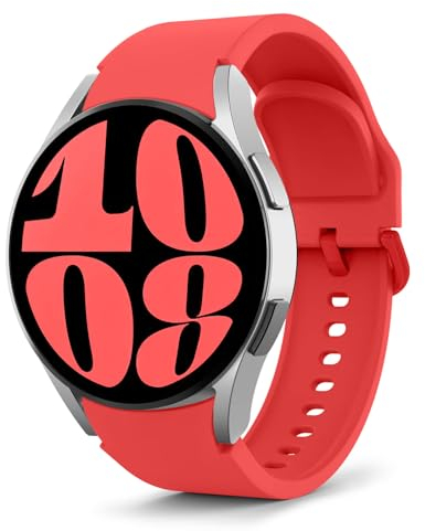 MoKo Correa Deportiva Compatible con Samsung Galaxy Watch 7 FE 6 5 4 40mm 44mm/Watch 4 6 Classic 42mm 46mm 43mm 47mm/5 Pro 45mm, 20mm Pulsera de Silicona Suave para Hombre Mujer, Rojo