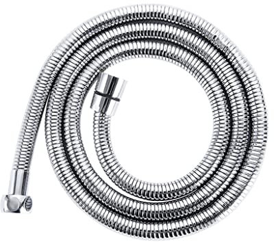 QUNINE Zwei Packungen Flexibler Duschschlauch aus Edelstahl, langes Badezimmer-Wasserverlängerungs-Sanitärrohr-Zugrohr-Zubehör (Größe: 2 m) (Silber 1,5 m)