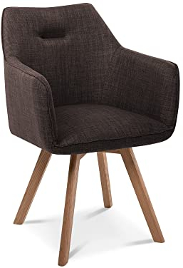 moebel-eins ROOKY Schalenstuhl, Gestell Eiche massiv/Bezug Stoff, braun, ohne Drehfunktion