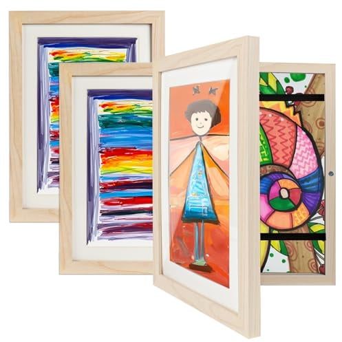 Ciscle Bilderrahmen Kinderzeichnungen, 3 Stück A4 Befüllba Kunstfotorahmen für Kinder, Frontöffnung Bilderrahmen für Kunstwerke, Ideal für Kinderzeichnungen, Kunstprojekte, Schule, Zuhause (Holz)