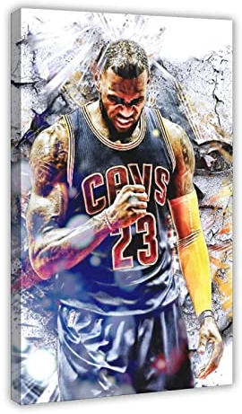 RAAMKA Leinwand Bilder Kunst Senza Cornice LeBron James Basket Star Art Estetica Sportse Poster Arredamento Casa Decorativo Soggiorno Camera da letto 50x70cm
