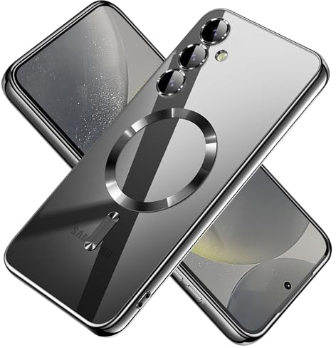 Keteen Clear Magnetic für Samsung Galaxy S24 Hülle mit MagSafe [Kameraschutz Eingebaut] Ultra Dünn Silikon Anti-Fingerabdruck Handyhülle - Schwarz