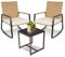 YIYAN 3-teiliges Schaukel-Bistro-Set, Rattan-Gartenmöbel-Set mit 2 Schaukelstühlen und Kaffeetisch für Balkon, Veranda und Garten (Hellbeige)