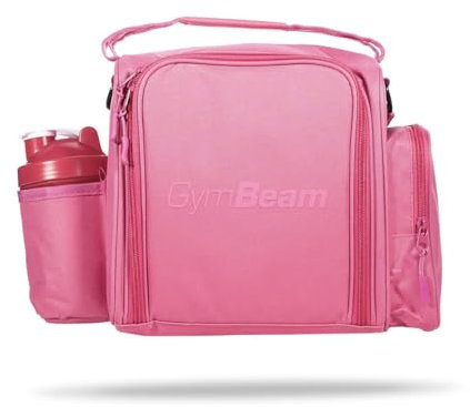 GymBeam Borsa Termica Porta Pranzo con Sacchetti Gel, Borsa Frigo con 3 Contenitori e Cucchiai, Tasca Laterale e Manici Regolabili (Pink)