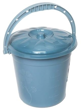 Plastic Bucket with Lid Handle Small Large Storage Bucket Bin Container Measures (Pastel Blue, 10L), B09TTG8W22