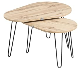 LOOKS by Wolfgang Joop Couchtisch 2er-Set Organic, Eiche Landhaus Dekor/schwarz matt