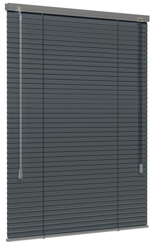 Jalousiescout Lightless Jalousie Aluminiumjalousie, Verdunkelungsrollo, Innovative Verdunkelungstechnik, Sichtschutz, ohne Bohren, 90 x 200 cm (BxH), Dunkelgrau matt