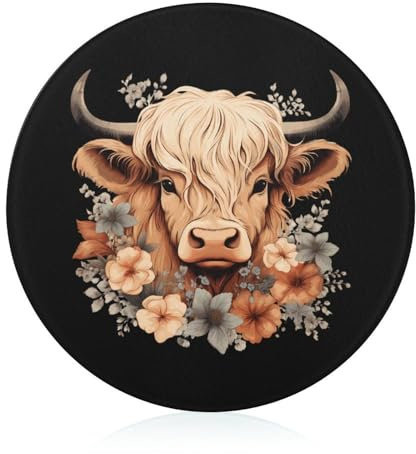 Highland Cow Cutting Board Tempered Glass Chopping Blocks Non Slip Cutting Mat