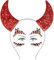 Teufelshörner Haarreif Rot mit Glitzersteine Gesicht, Teufel Ohren Haarband,Halloween Haarschmuck Kopfschmuck,Teufelsohren Devil Ears für Karneval Halloween Party Teufel Kostüm Accessoires (A)
