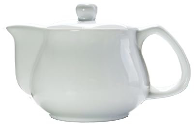 Tetera de porcelana, tetera pequeña de 9 onzas con filtro de acero inoxidable, tetera china clásica (blanco)