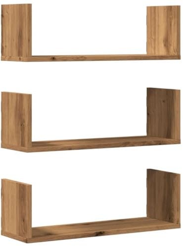 vidaXL Wandregale 3 STK., Wandregal mit Stauraum, Hängeregal für Esszimmer Wohnzimmer, Bücherregal Schweberegal Wandboard, Artisan-Eiche Holzwerkstoff