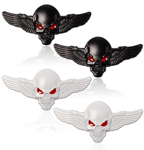 Neikafan 4 Pezzi Teschio Adesivi Moto 3D Adesivo Teschio Adesivi Casco Moto Sticker Teschio Adesivo Auto 3D per Moto,Auto,Caschi