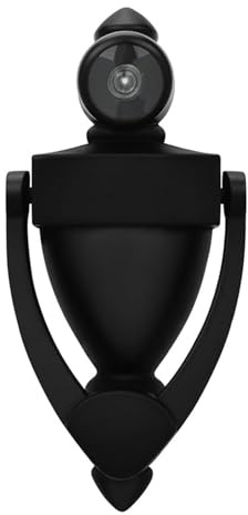Victorian Urn Door Knocker with Door Viewer, Elegant Black Front Door Hardware, Classic Design for Home Entrance, Perfect for Enhancing Curb Appeal and Improving Visitor Security