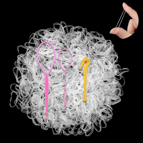 1000 Stück Haargummis Klein Transparente mit 3 Flechthilfe Haare Set Kleine Haargummis Mädchen Zopfgummis Dünne Gummibänder Elastische Mini Haargummis Scrunchies für Kinder Haar Zöpfen